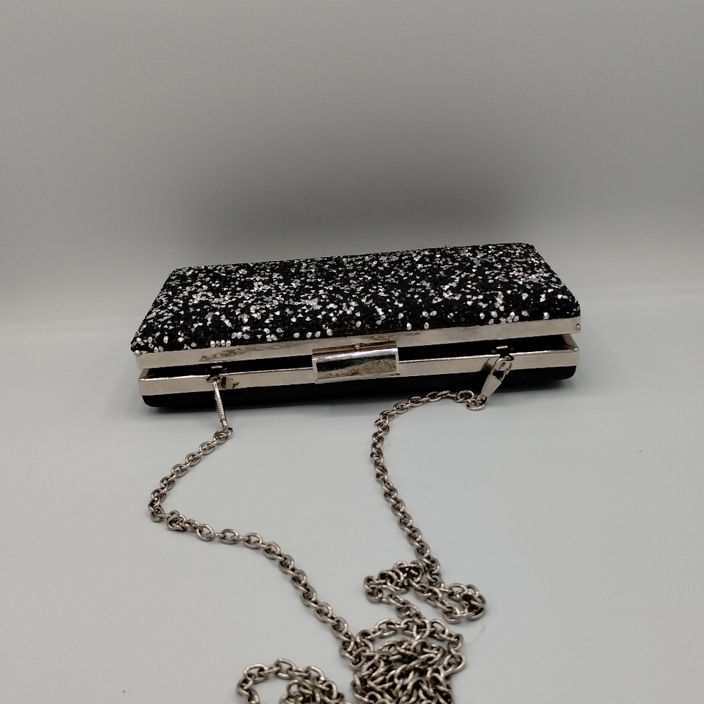 Women's black glitter clutch bag - Picture 11 of 13